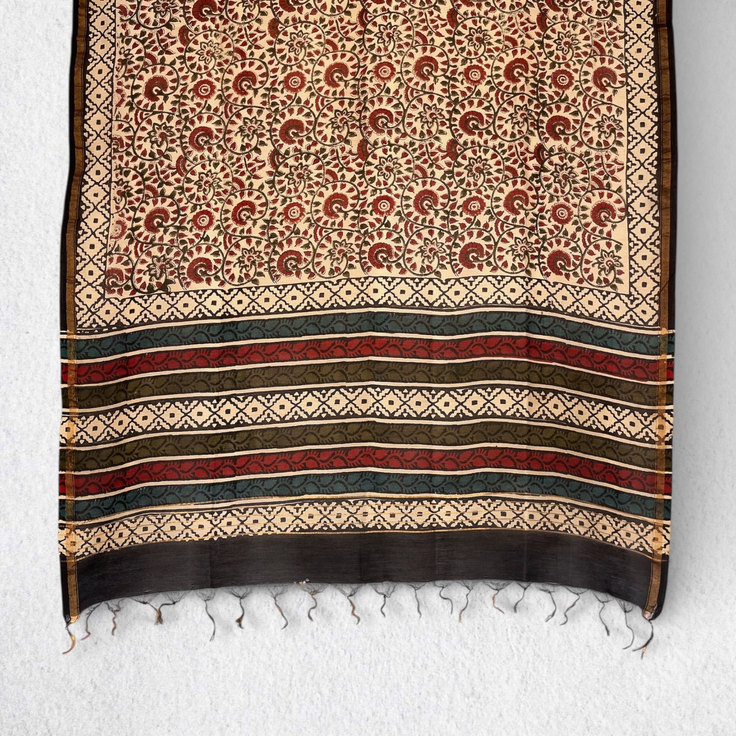 Bagru Hand Block Printed Chanderi Dupatta
