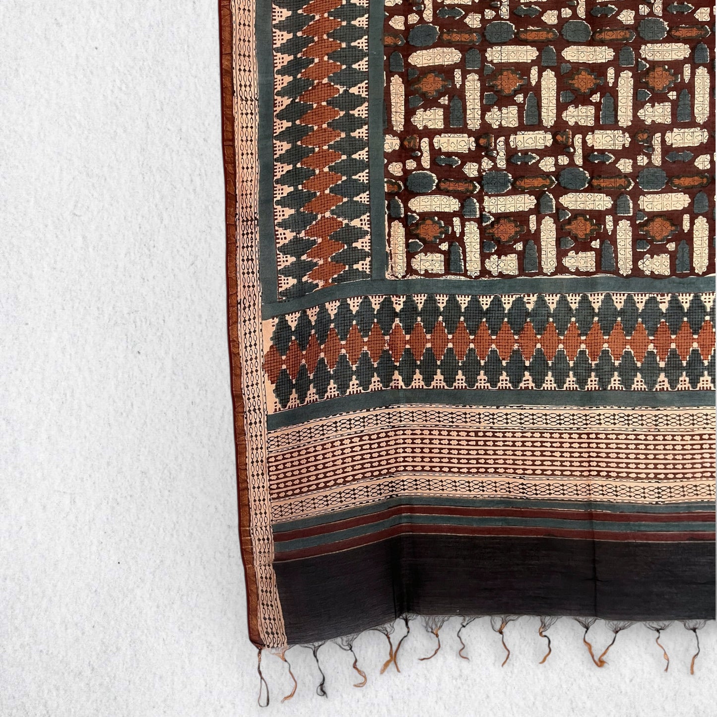 Bagru Hand Block Printed Chanderi Dupatta