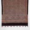 Black Ajrakh Floral Hand Block Printed Dupatta