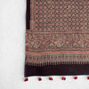 Black Ajrakh Floral Hand Block Printed Dupatta