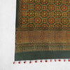 Green Ajrakh Floral Hand Block Printed Dupatta