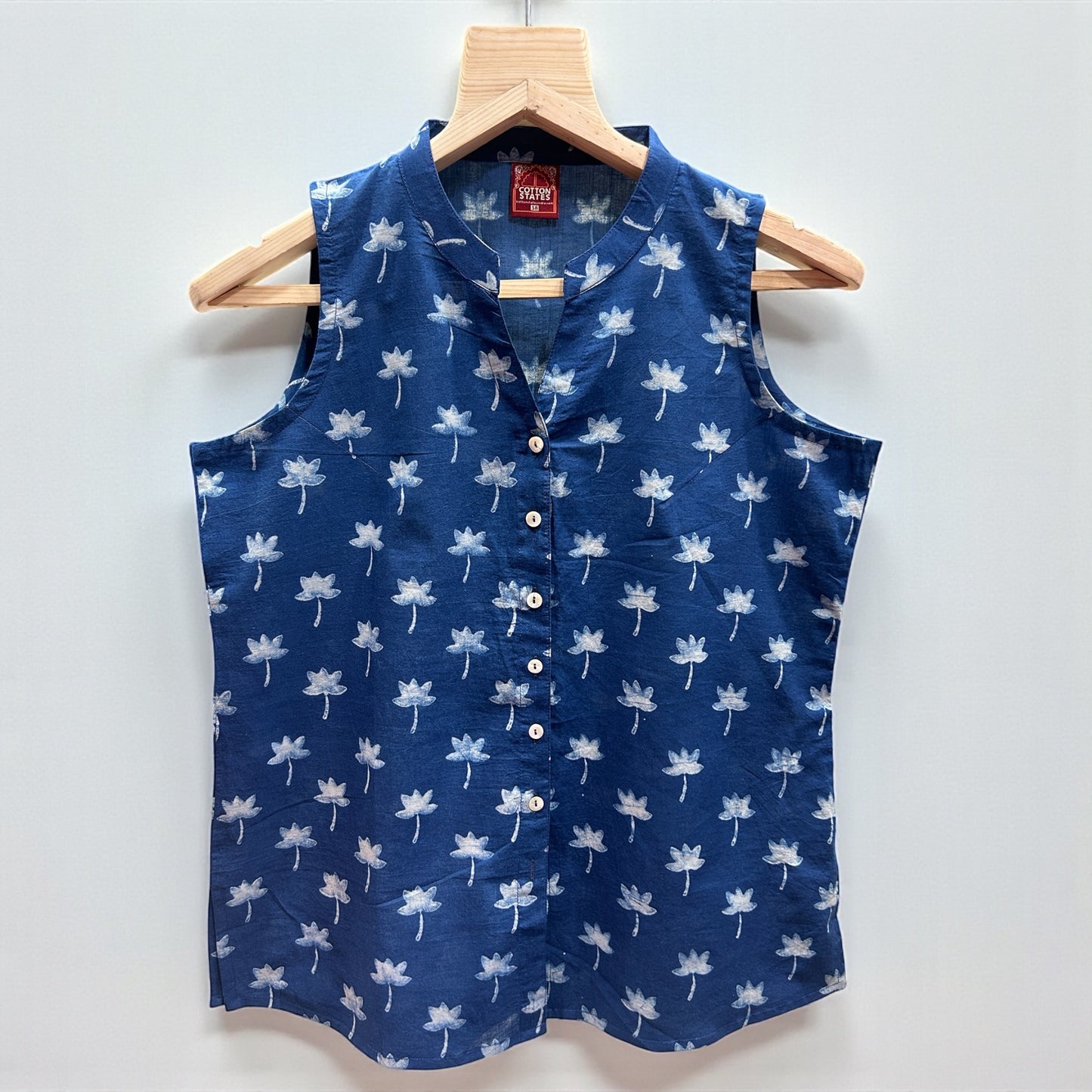 Dabu Blue Floral Hand Block Printed Tunic