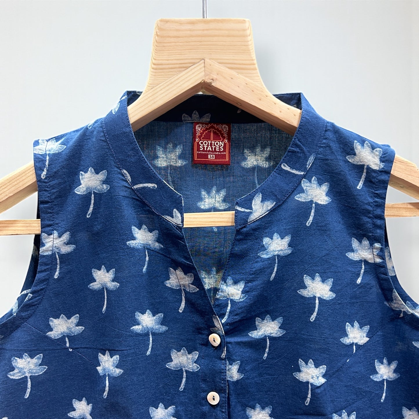 Dabu Blue Floral Hand Block Printed Tunic