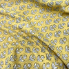 Dabu Yellow Floral Slub Cotton Hand Block Printed Fabric