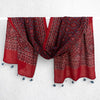 Red Ajrakh Hand Block Printed Mul Cotton Stole With Tassels