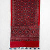 Red Ajrakh Hand Block Printed Mul Cotton Stole With Tassels
