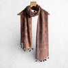 Brown Ajrakh Hand Block Printed Mul Cotton Stole With Tassels