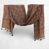 Brown Ajrakh Hand Block Printed Mul Cotton Stole With Tassels