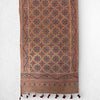 Brown Ajrakh Hand Block Printed Mul Cotton Stole With Tassels