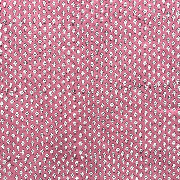 Dabu Pink Fadat Slub Cotton Hand Block Printed Fabric