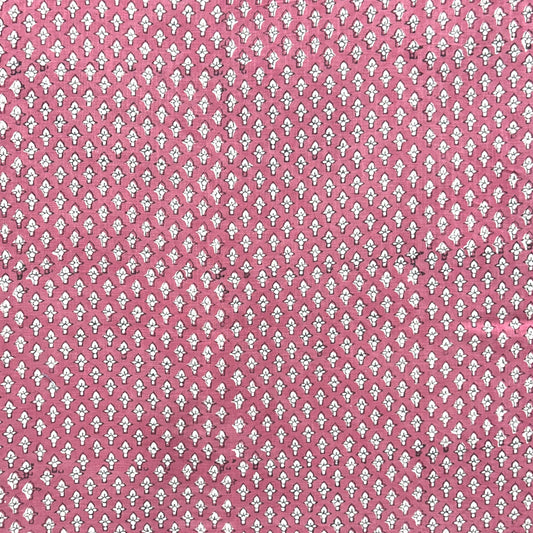Dabu Pink Fadat Slub Cotton Hand Block Printed Fabric