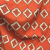 Dabu Orange Floral Slub Cotton Hand Block Printed Fabric