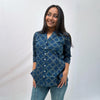 Dabu Slub Cotton Blue Geometric Shirt
