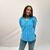 Dabu Slub Cotton Blue Floral Shirt