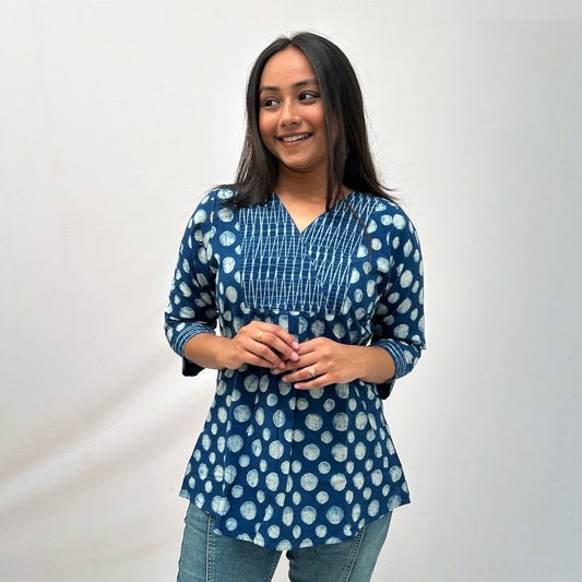 Dabu Blue Hand Block Printed Tunic