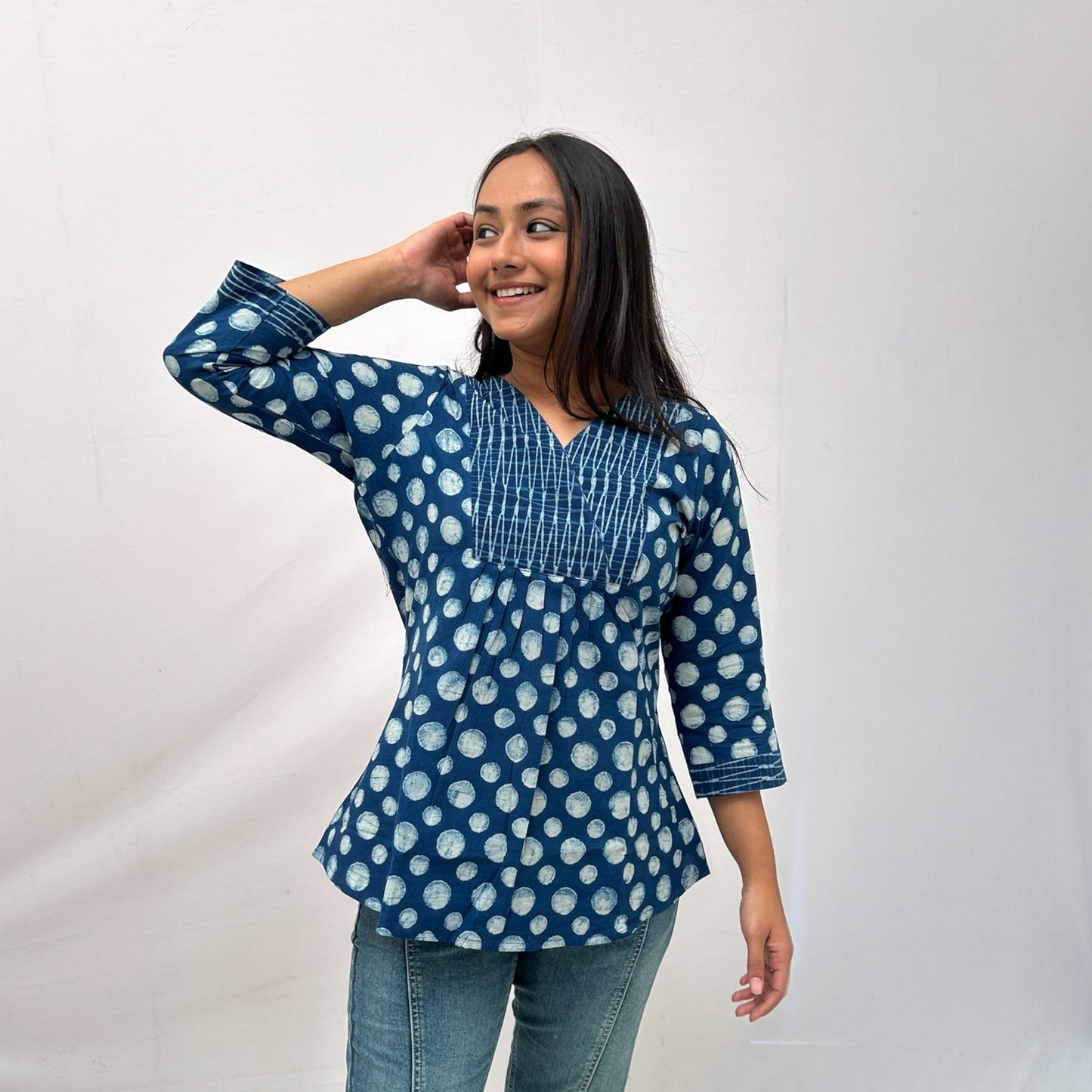 Dabu Blue Hand Block Printed Tunic