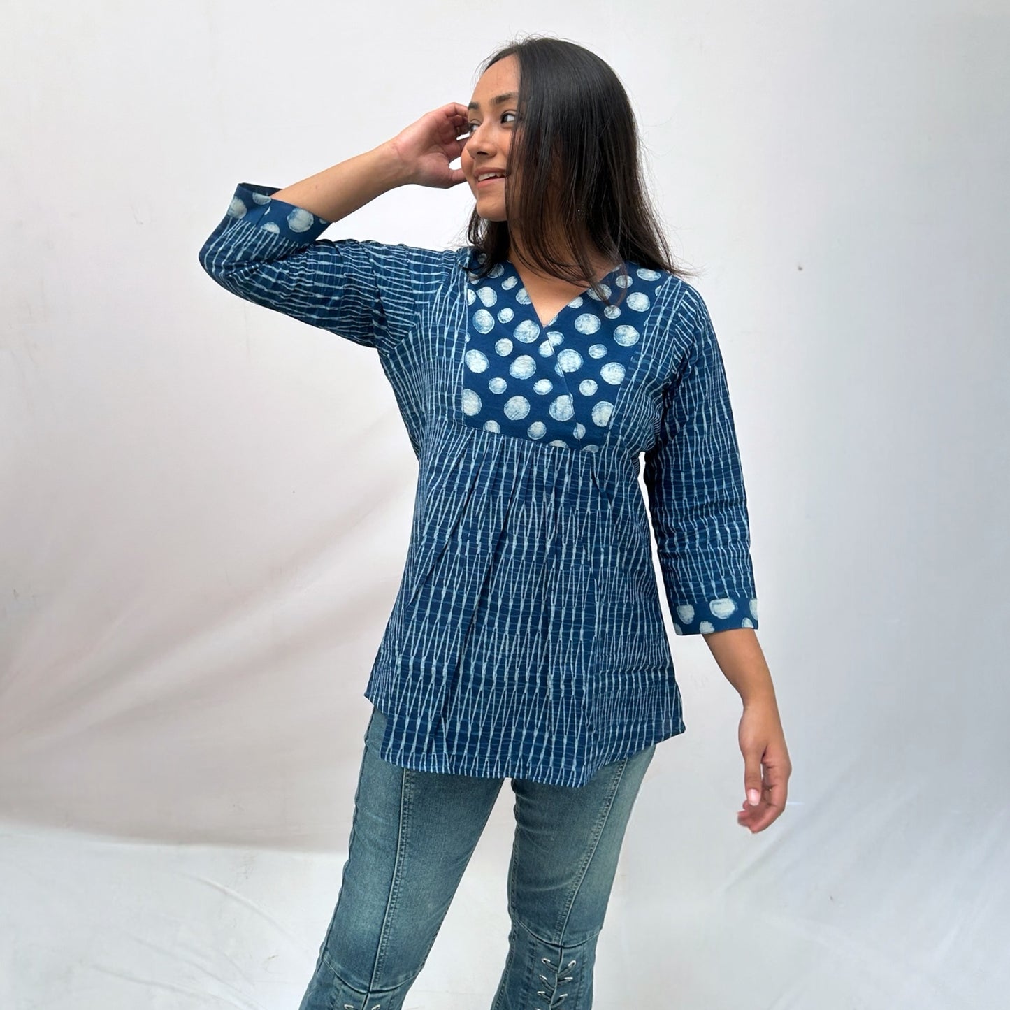 Dabu Blue Hand Block Printed Tunic