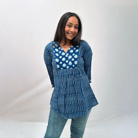 Dabu Blue Hand Block Printed Tunic
