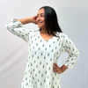 Cotton Ikkat Cream Handloom Dress