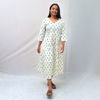 Cotton Ikkat Cream Handloom Dress