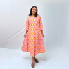 Cotton Ikkat Orange Handloom Dress