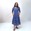 Mercerised Ikkat Blue Handloom Dress