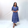 Mercerised Ikkat Blue Handloom Dress