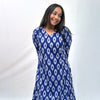 Mercerised Ikkat Blue Handloom Dress