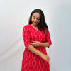 Mercerised Ikkat Red Handloom Dress