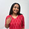 Mercerised Ikkat Red Handloom Dress