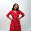 Mercerised Ikkat Red Handloom Dress