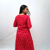 Mercerised Ikkat Red Handloom Dress
