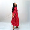 Mercerised Ikkat Red Handloom Dress