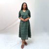 Mercerised Ikkat Green Handloom Dress