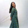 Mercerised Ikkat Green Handloom Dress