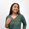 Mercerised Ikkat Green Handloom Dress