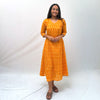 Mercerised Ikkat Yellow Handloom Dress