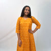 Mercerised Ikkat Yellow Handloom Dress