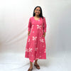 Dabu Pink Floral Hand Block Printed Dress