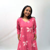 Dabu Pink Floral Hand Block Printed Dress