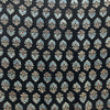 Modal Silk Ajrakh Black Floral Hand Block Printed Fabric