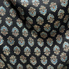 Modal Silk Ajrakh Black Floral Hand Block Printed Fabric