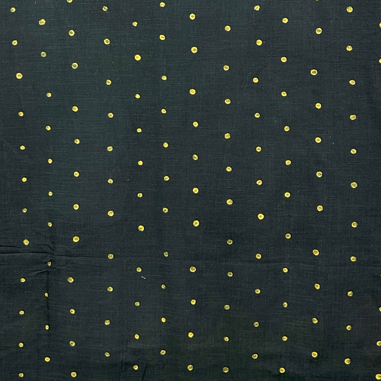Dabu Green Slub Cotton Polka Dots Hand Block Printed Fabric