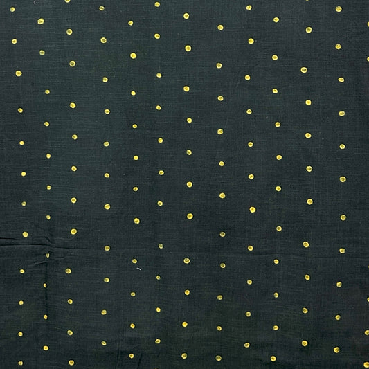 Dabu Green Slub Cotton Polka Dots Hand Block Printed Fabric