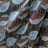 Modal Silk Ajrakh Black Floral Hand Block Printed Fabric
