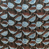 Modal Silk Ajrakh Black Floral Hand Block Printed Fabric
