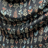 Modal Silk Ajrakh Black Floral Hand Block Printed Fabric