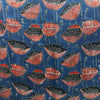 Modal Silk Ajrakh Blue Floral Hand Block Printed Fabric