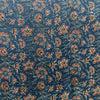 Modal Silk Ajrakh Blue Floral Hand Block Printed Fabric