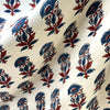 Modal Silk Ajrakh Cream Floral Hand Block Printed Fabric